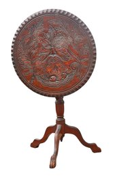 (20th C) TIP-TOP MAHOGANY STAND CARVED With NORTH WIND