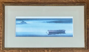 FRAMED PRINT Of MOORED DORY In A QUIET INLET