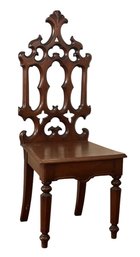 ECCLESIATICAL CARVED & PIERCED WALNUT CHAIR
