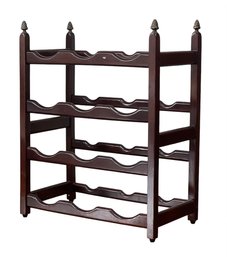 MAHOGANY WINE RACK With BRASS PINAPPLE FINIALS