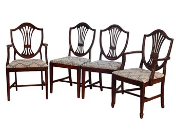 (4) CHIPPENDALE STYLE SHIELD BACK MAHOGANY CHAIRS