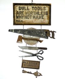 WONDERFUL FOLK ART 'BLADES SHARPENED' TRADE SIGN