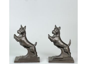 PAIR CRESCENT METAL WORKS SCOTTIE DOG BOOKENDS