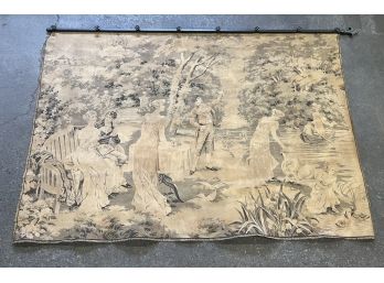 LARGE 'COURTING COUPLES' FRENCH TAPESTRY