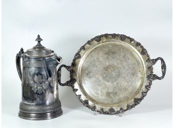 FINELY CAST REED & BARTON PLATED STEIN & ANOTHER