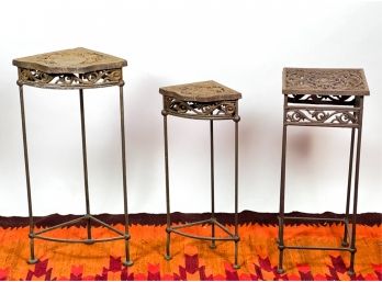 (3) CAST IRON GARDEN STANDS