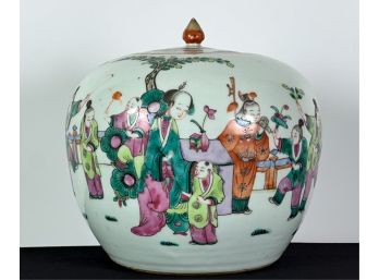 (19th C) CHINESE GINGER JAR w FIGURES