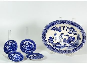 (5) PCS JAPANESE BLUE & WHITE CHINA