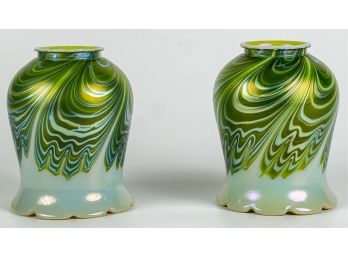 FABULOUS PAIR  ART NOUVEAU GLASS SHADES