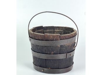 IRON BOUND SWING HANDLE OAK PAIL