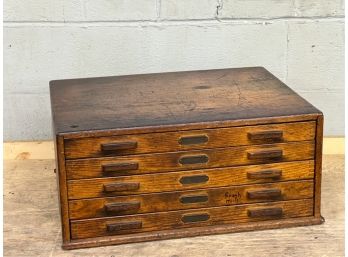 VINTAGE (5) DRAWER DOVETAILED DRILL BIT BOX