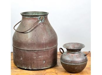 (2) COPPER VESSELS: MILK PAIL & SPITTOON