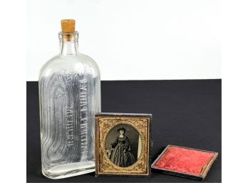 TINTYPE PORTRAIT & LYDIA PINKHAM'S MEDICINE BOTTLE