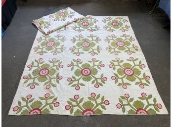 (2) HANDMADE ANTIQUE WILD ROSE QUILTS