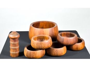 MID CENTURY DANSK ITEMS: SALAD SET & PEPPER MILL