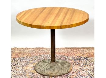 ICF NYC ROUND TOP TABLE w HOBNAIL CAST IRON BASE