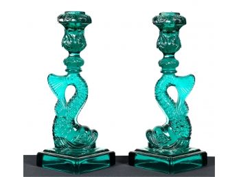 PR MMA SANDWICH GLASS STYLE DOLPHIN CANDLESTICKS