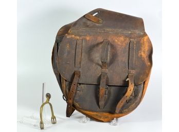 BRASS SPUR & U.S. ARMY LEATHER SADDLE BAG