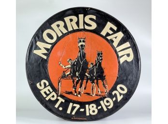 RARE MORRIS FAIR OILCLOTH TIRE COVER ADVERT