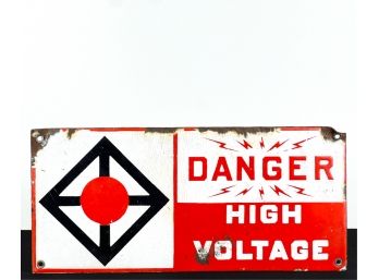 'DANGER HIGH VOLTAGE' PORCELAIN SIGN
