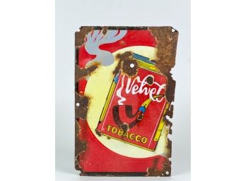 PORCELAIN 'VELVET TOBACCO' EMBOSSED SIGN
