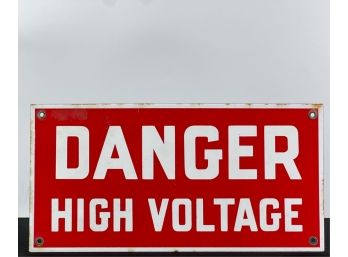 PORCELAIN 'DANGER HIGH VOLTAGE' SIGN