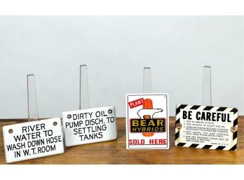 (4) SMALL VINTAGE PORCELAIN SIGNS