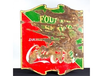 DOUBLE SIDED COCA COLA PORCELAIN SIGN