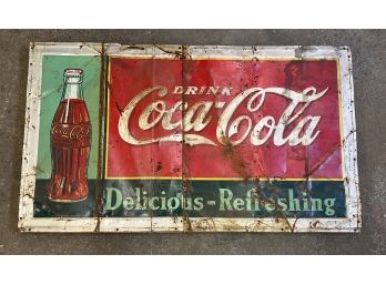1937 DRINK COCA-COLA DELICIOUS-REFRESHING TIN SIGN