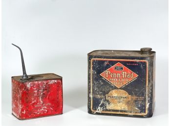 (2) MOTOR OIL TIN CANS: PENN RAD & DELAVAL