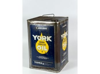 (5) GALLON YORK OIL TIN LITHO CAN