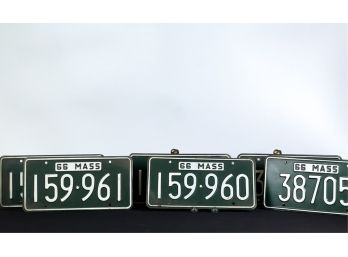 (3) PAIRS MATCHING 1966 MASS LICENSE PLATE