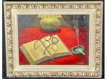 SIGNED (20th C) OIL ON BOARD STILL LIFE