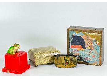 GROUP (3) MISC BOXES & STILL BANK