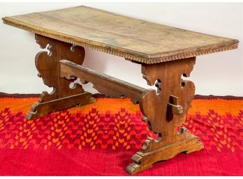 (18th C) CARVED SPANISH TRESTLE TABLE