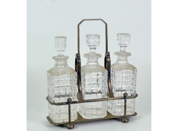 (3) CUT GLASS WHISKEY DECANTERS