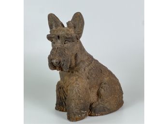 CAST IRON SEATED SCHNAUZER DOG DOORSTOP