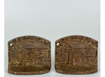 PAIR C.J.O. JUDD  'LINCOLN'S CABIN' BOOKENDS