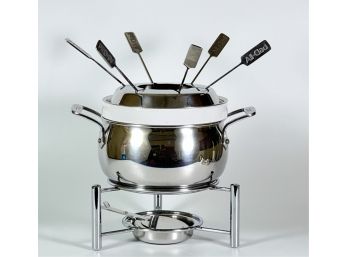 ALL CLAD STAINLESS STEEL FONDUE SET w SKEWERS