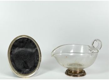MOLDED CREAMER & OVAL FRAME w STERLING