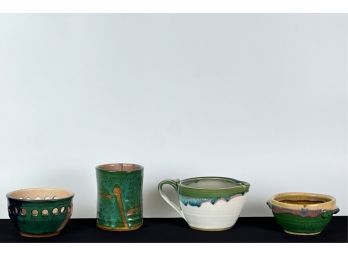 (4) PCS SIGNED ART POTTERY