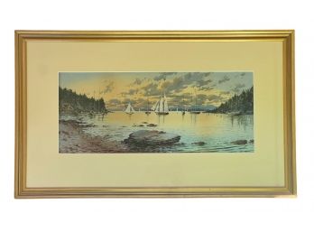 CHARLES ROUSSE Coastal Inlet with Sailboats