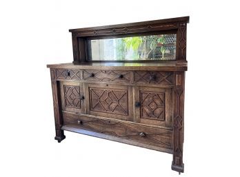 ARTS and CRAFTS PANELLED OAK SIDE BOARD