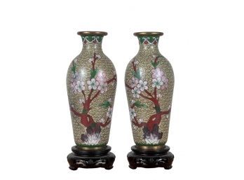 PAIR of MINIATURE  JAPANESE CLOISONNE VASES