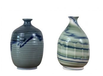 TWO  ARTISAN CRAFTED SHANWARE POTTERY VASES