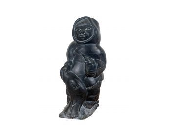 ALASKAN INUIT SOAPSTONE CARVING OF A HUNTER