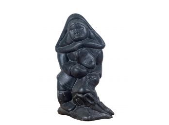 ALASKAN INUIT SOAPSTONE CARVING OF A FEMALE FIGURE