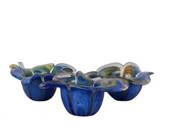 (3) MURANO GLASS FLOWER-FORM VASES