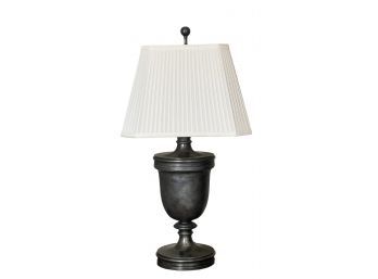 LARGE URN-FORM WHITE BRASS TABLE LAMP