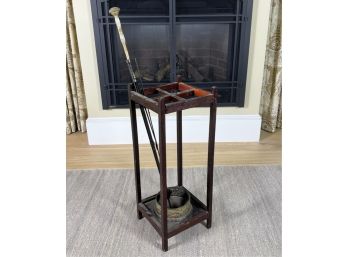 ARTS & CRAFTS STYLE UMBRELLA STAND w PARASOL